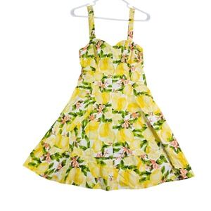 Avec Les Filles Lemon Floral Mini Dress Womens 4 Yellow Skater Corset Sweetheart